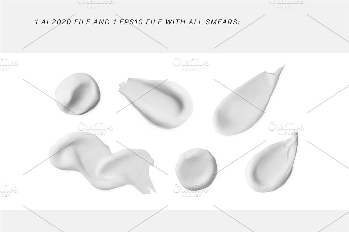 Cosmetic cream smear vector set, a Healthcare Illustration by Olha Kozachenko (Photo 3 of 6)