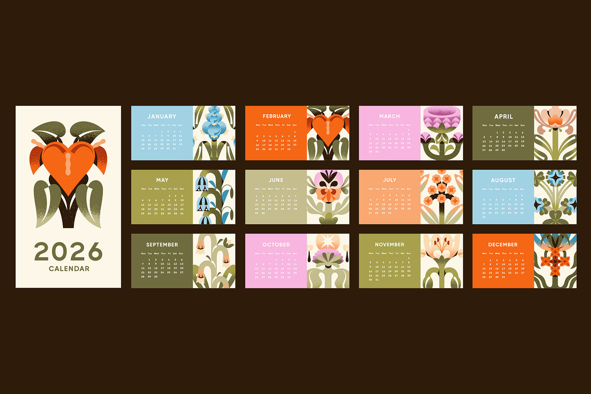 Abstract flowers set + backgrounds, a Decorative Illustration by PaperTrident (Photo 12 of 16)