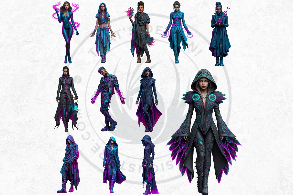 Urban Neon Witches Cliparts, a Person Illustration by ThatsDesignArt (Photo 10 of 12)