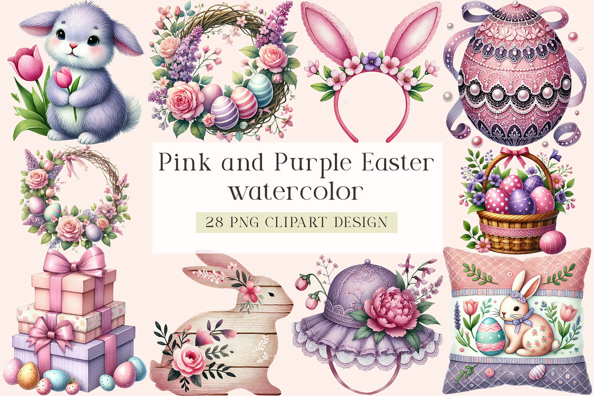 Pink and Purple Easter Sublimation, an Illustration by DreamArtGraphic (Photo 1 of 5)
