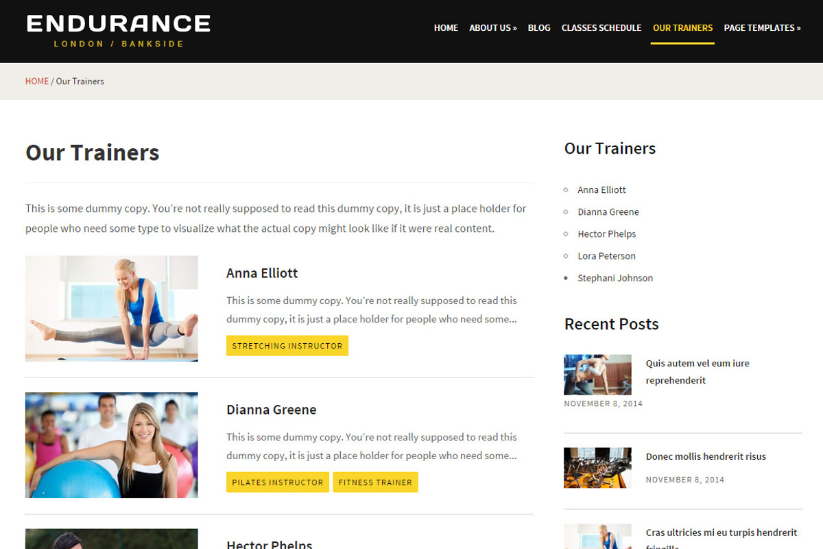 Endurance Fitness Theme, a WordPress Template by EnergyThemes (Photo 2 of 4)