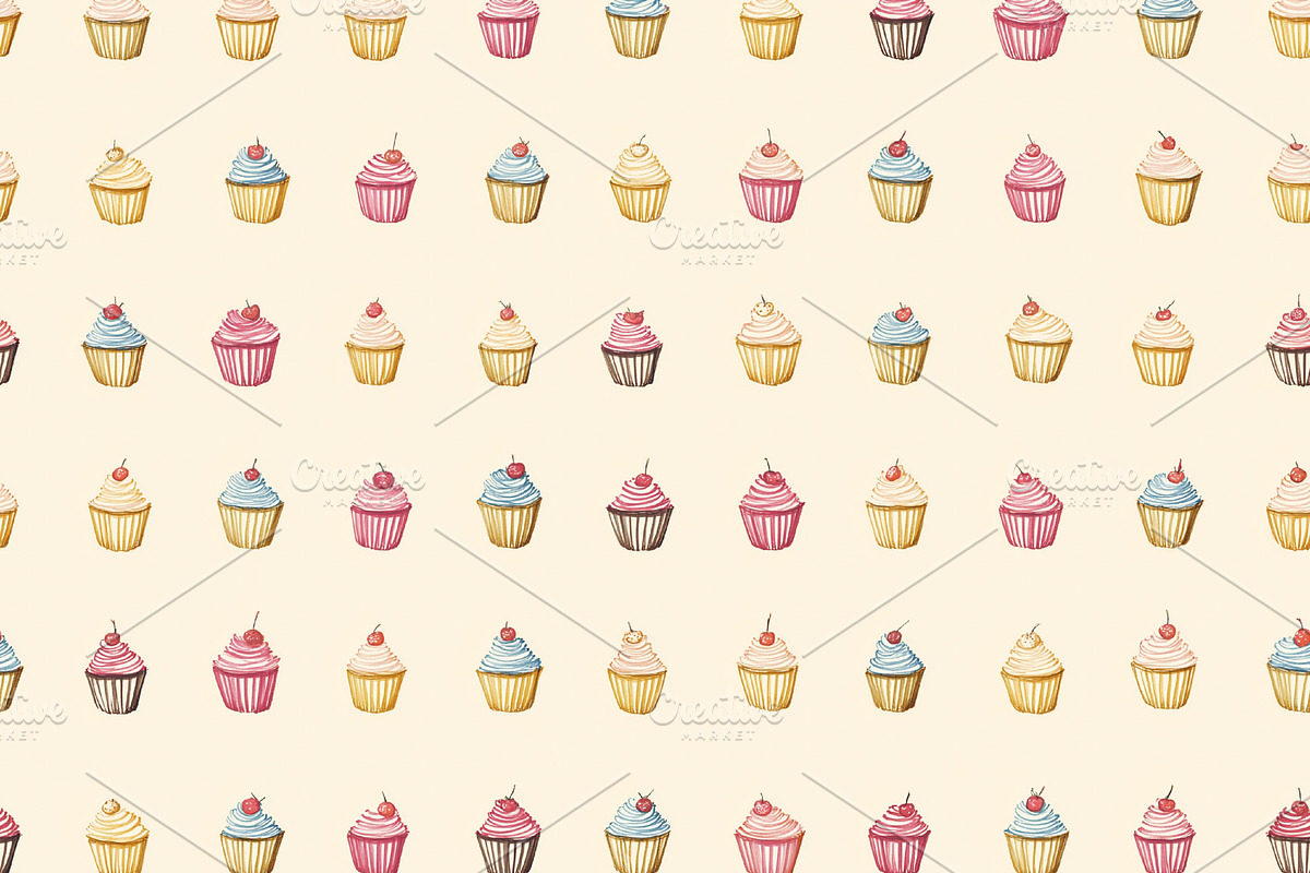 Seamless pattern, cupcake pattern creating a sweet and whimsical, a Pattern Graphic by Studio ANNA