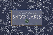 Snowflakes - line art illustrations, an Illustration by Anna.Klets (Thumbnail 1 of 10)