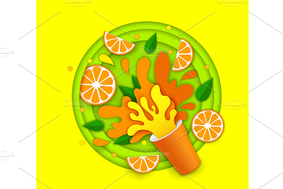 Paper cut fruit orange juice splash, a Food Illustration by Buch&Bee