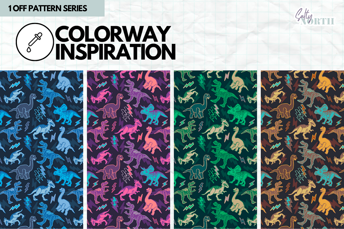 Dinosaur Lightning Pattern, a Pattern Graphic by Salty North Studio (Photo 3 of 4)