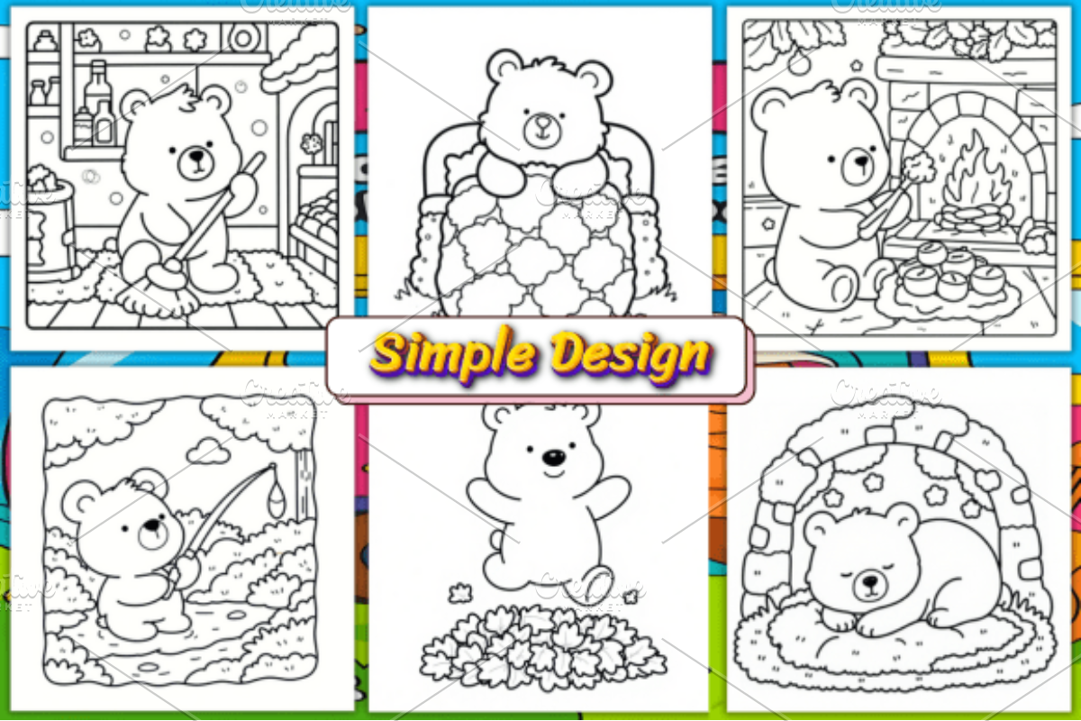 Cozy Bear Coloring Pages Bold & Easy, an Animal Illustration by Ink Gallery (Photo 2 of 4)