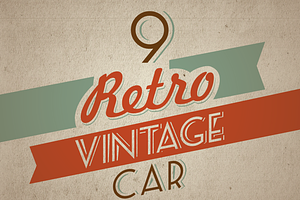 9 Retro Vintage Car - editable color