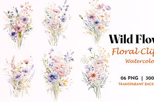 Wild Flowers-Floral Clipart Graphic