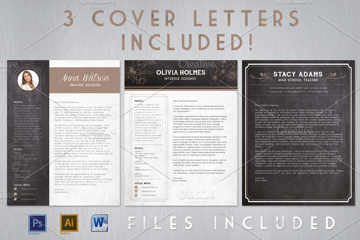 Chalk Resume Cover Letter Bundle, a Resume Template by SkyvaraSupply (Photo 1 of 2)