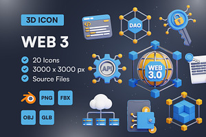 20 Web3 3D Icon Set, an Object 3D Model by Bilicube Studio