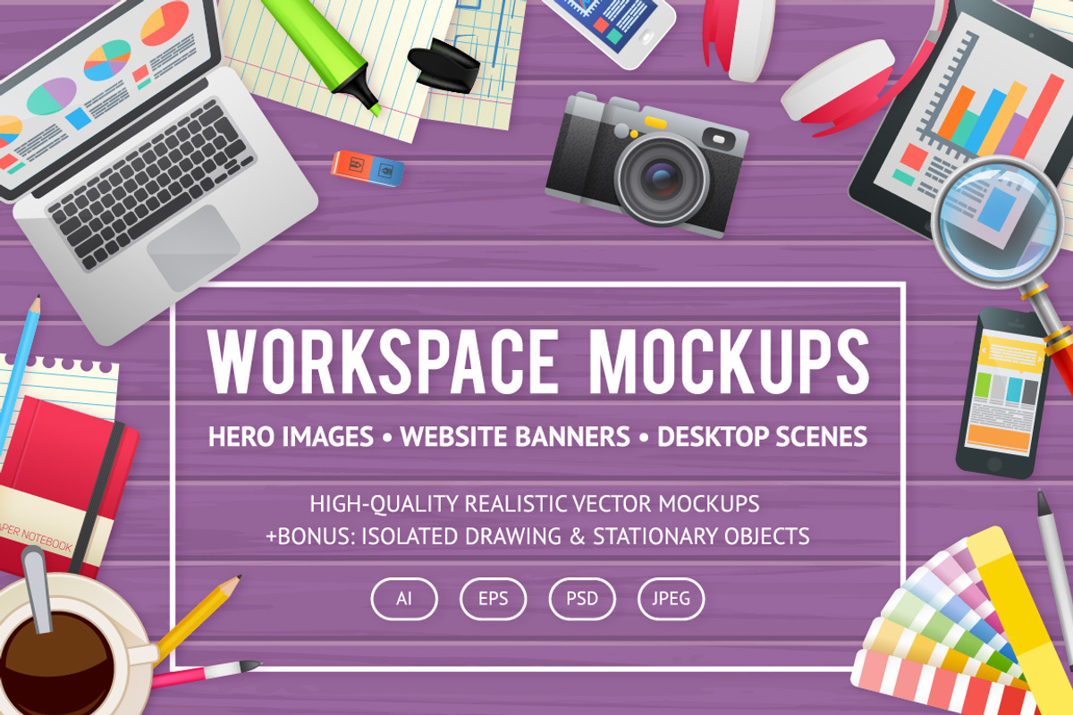 Workspace Mockups & Elements, an iPad Mockup by Yuzach (Photo 1 of 7)