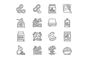 Peanut food and butter icons, a Food Illustration by Vector Tradition