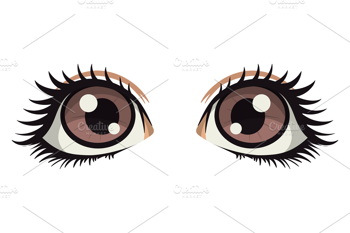 Anime Style Vector Set of Flat Eyes., a Person Illustration by Gomolach (Photo 18 of 25)
