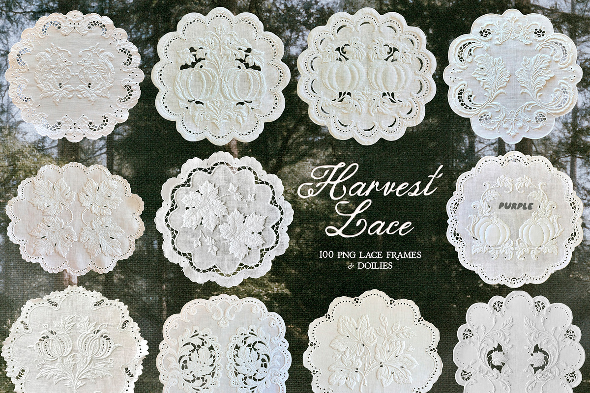 Harvest Lace: PNG Frames & Doilies, an Object Graphic by Purple (Photo 7 of 9)