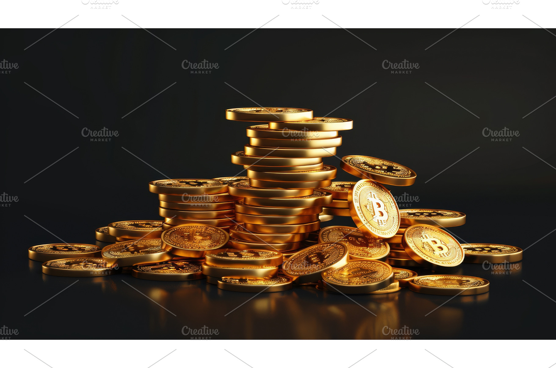 A 3D pile of golden coins isolated, a Business Photo by ZinetroN