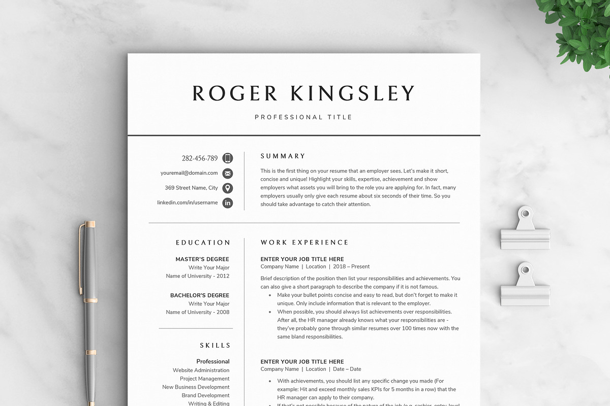 Resume/CV - The Roger, a Resume Template by CreativeLandStudio (Photo 3 of 9)