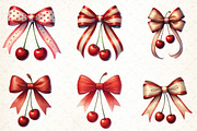Cherry With Bow PNG, Watercolor, an Illustration by DreamCafeArt (Thumbnail 3 of 4)