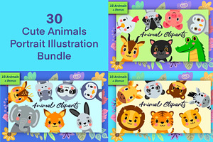Cute Animals Portrait Bundle