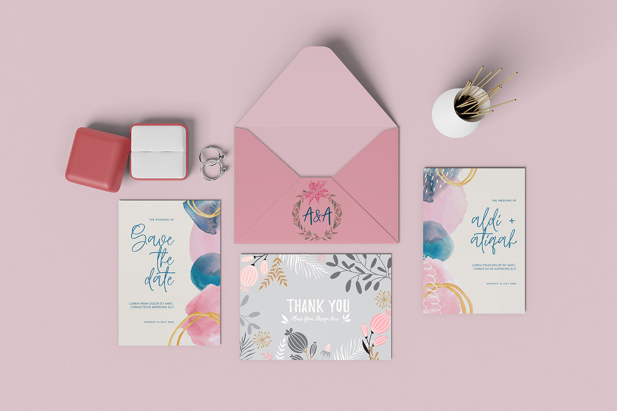 Wedding Invitation Mockup, a Print Template by bimockup (Photo 2 of 5)