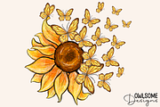 Sunflower Butterfly Sublimation PNG, a Graphic by Owlsome.Designs (Thumbnail 5 of 5)