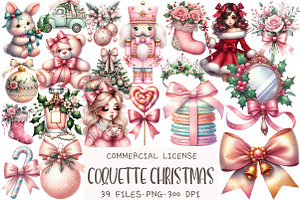 Coquette Christmas Clipart, an Illustration by OK Design