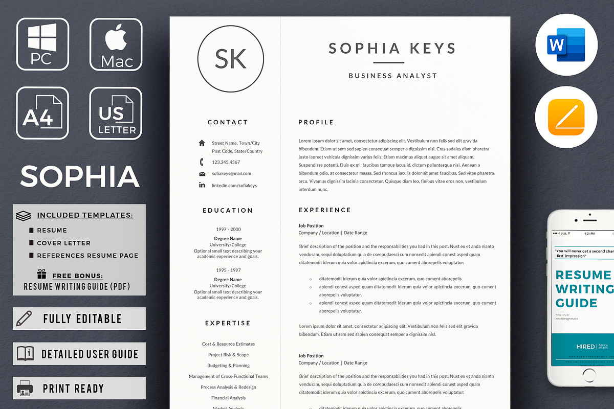 Minimalist CV Resume + Cover Letter, a Resume Template by HIRED Design Studio (Photo 1 of 10)