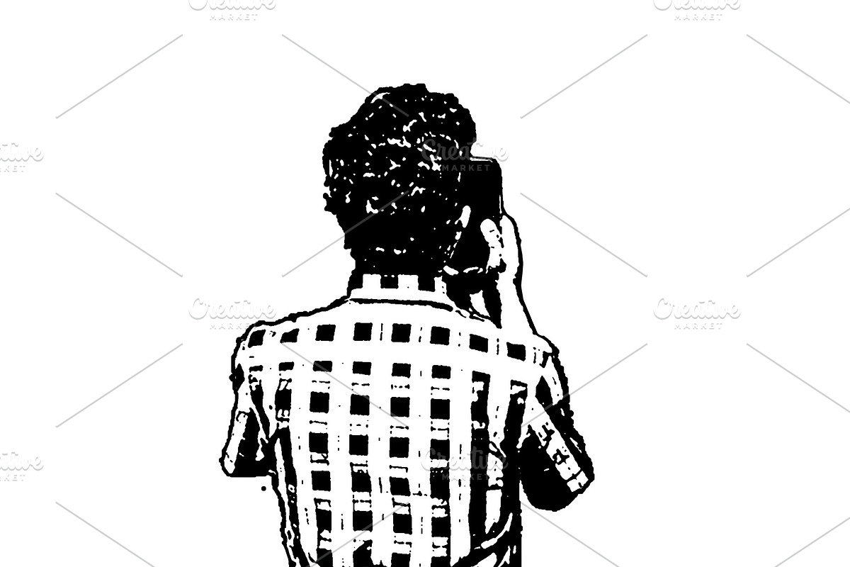 Slim man taking photo with mobile phone isolated graphic, a Person Illustration by DanFLCreativo