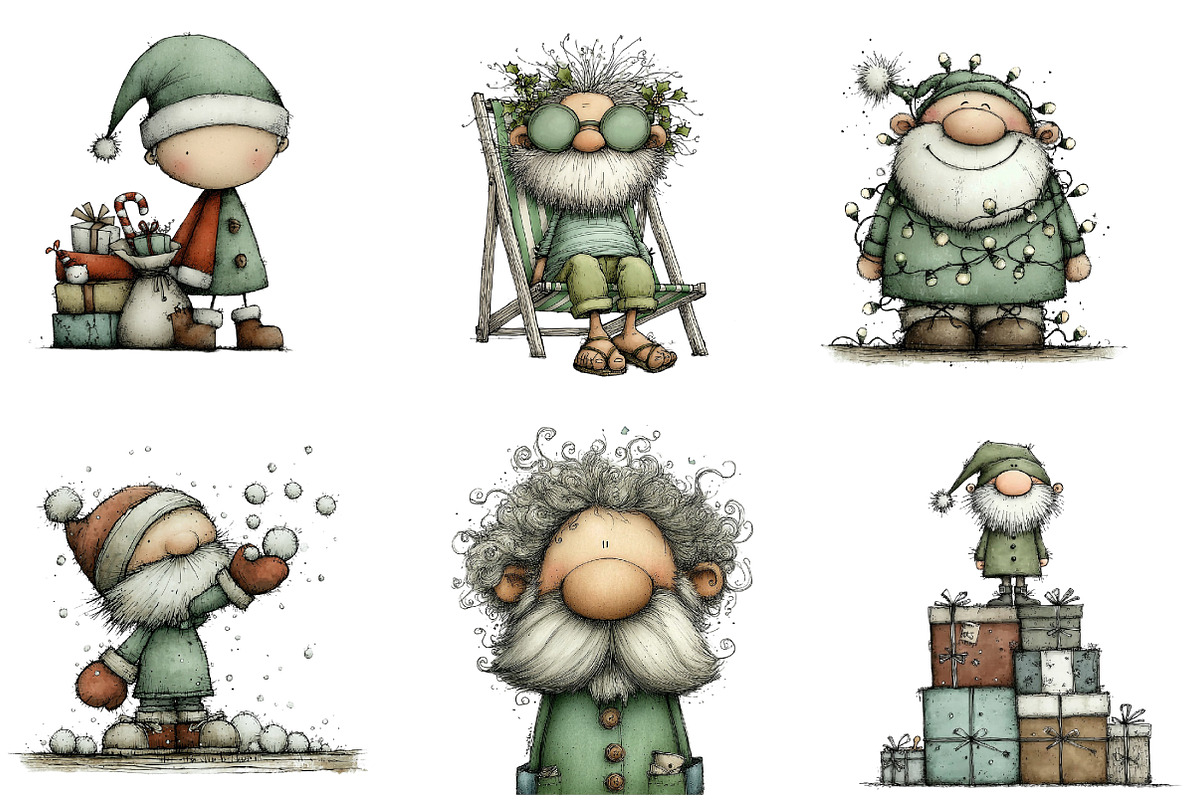 Whimsical Santa Clipart, an Illustration by DreamArtGraphic (Photo 2 of 5)