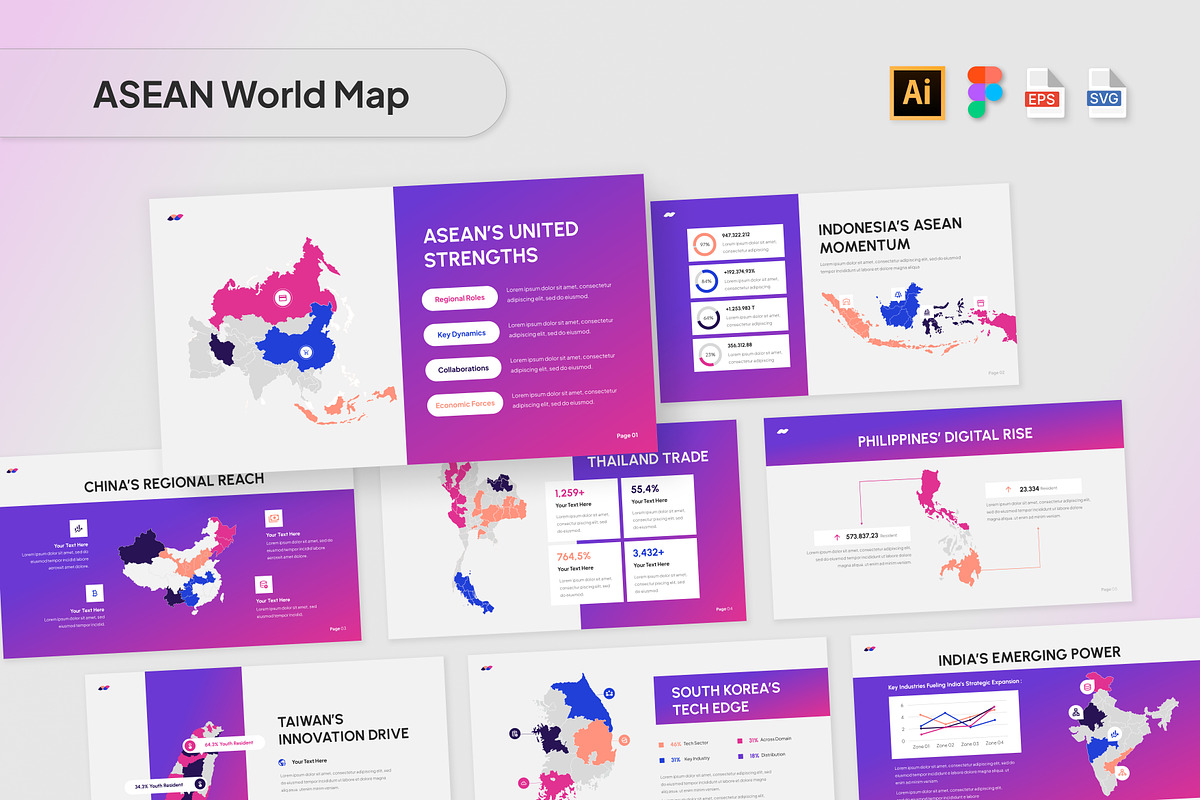ASEAN World Map Infographic, an Object Graphic by Antstheme (Photo 1 of 2)