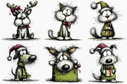 Christmas Dog & Cat Clipart, an Illustration by Canvas Craft (Thumbnail 3 of 7)