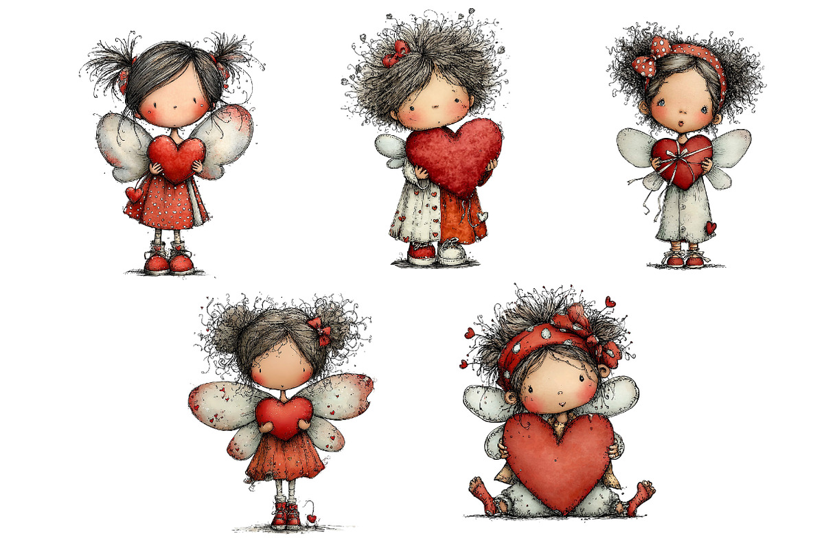 Whimsical Valentine Fairy Clipart, an Illustration by Dream Creation (Photo 6 of 6)