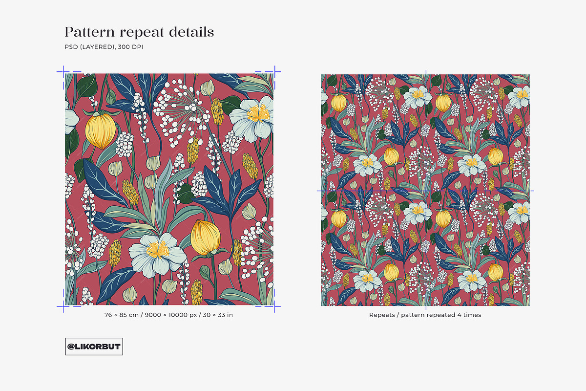 Mori Abstract Flower Pattern & Motif, a Pattern Graphic by likorbut (Photo 3 of 12)