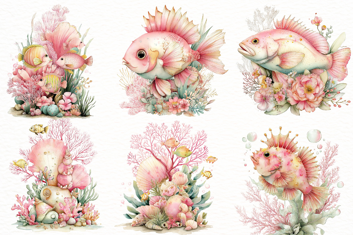 Whimsical Summer coral reef Clipart, an Illustration by Designworld (Photo 4 of 7)