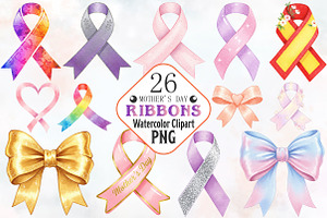 Mothers Day Ribbon Watercolor Png, an Illustration by RobertsArt
