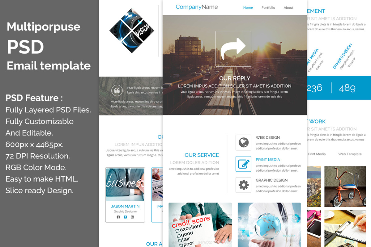 PSD Multiporpuse email template e1., an Email Template by QuickArtisan