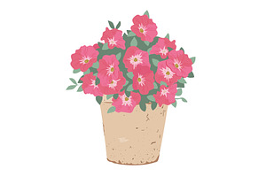 Bouquet of petunia flowers in a, an Object Illustration by Toltemara