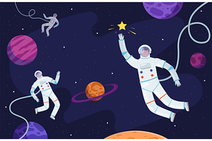 Space Background. Astronaut In Suit