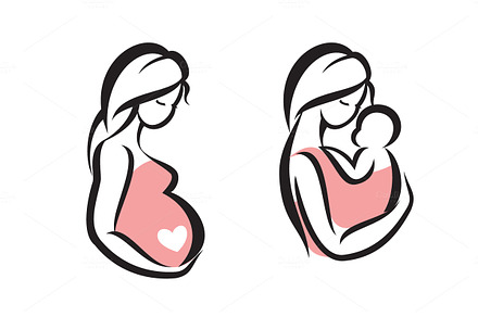 Pregnancy mom, before and after