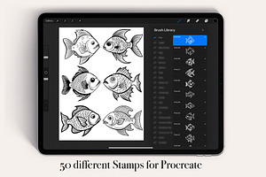 50 Fish Procreate Stamps Brushes