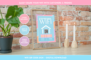 Pastel WiFi QR Code Sign