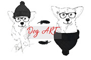 Dog black and white, an Illustration by JuliaFast (Thumbnail 1 of 4)