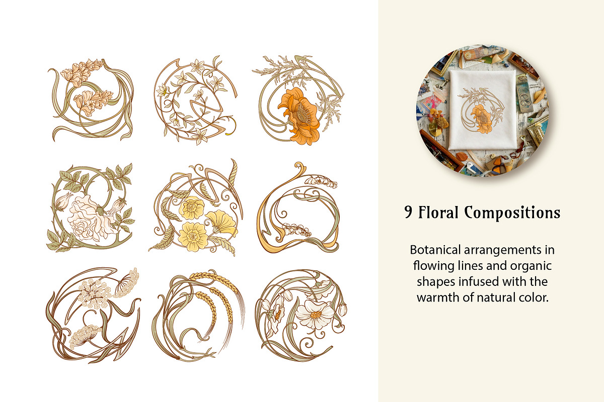 ART NOUVEAU VECTOR MEGA BUNDLE, an Object Graphic by Elen-Lane (Photo 3 of 8)