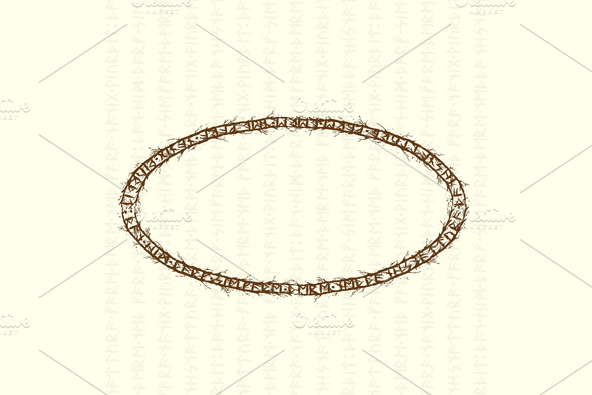 Tree branch runes ellipse frame, an Object Graphic by LongQuattroArt