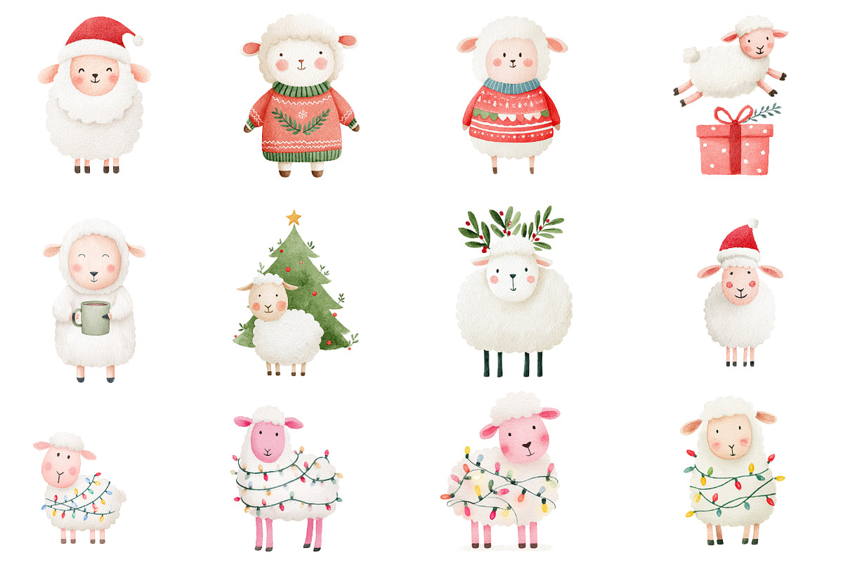 Christmas Quirky Sheep clipart, an Illustration by Designworld (Photo 3 of 4)