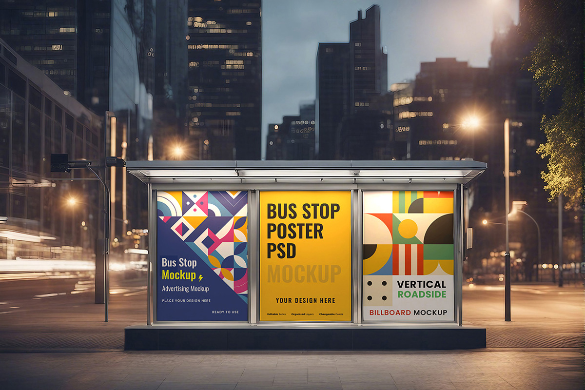 Bus Stop Billboard Advertising Mocku, an Advertising Mockup by 3djagan (Photo 2 of 4)