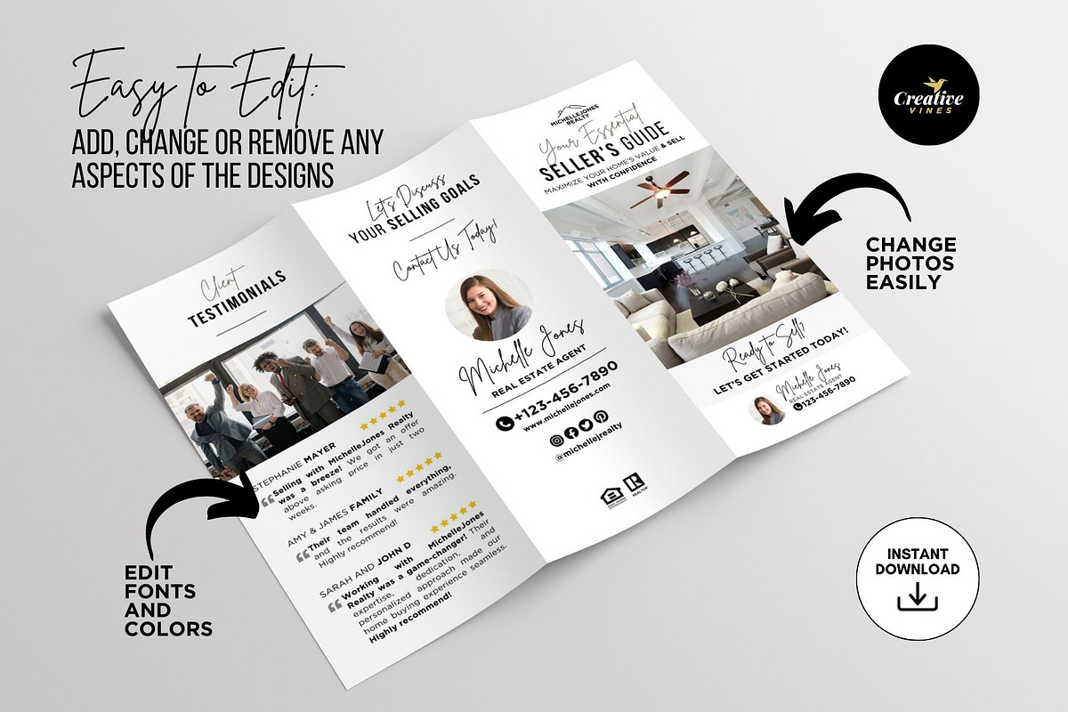 Seller Guide Trifold Brochure Canva, a Brochure Template by CreativeVinesStore (Photo 5 of 6)