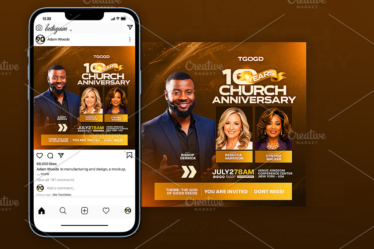 10 Year Church Anniversary Flyer PSD, a Social Media Template by church flyer templates (Photo 9 of 12)
