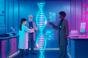 Scientists conducting genetics research, a Photo by DanFLCreativo