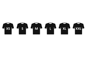 T-shirt Size Silhouette Icon Set, an Object Illustration by Vector Creator