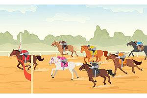 Horse race finish line. Equestrian, a Sport Illustration by winwin.art
